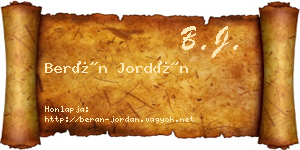 Berán Jordán névjegykártya